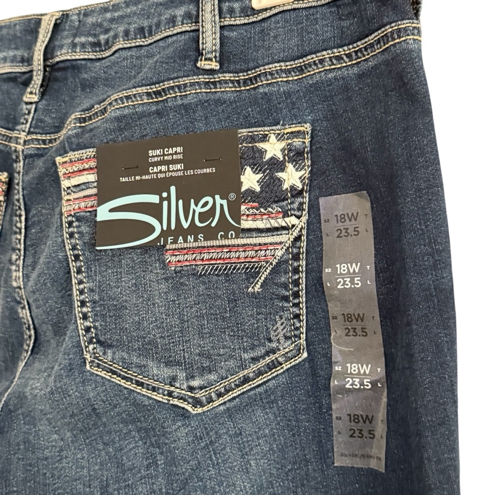 Silver Jeans Dark Blue Suki Capri  Denim Jeans size 18 - Picture 6 of 8